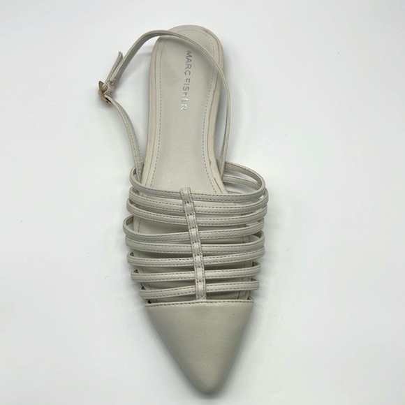 Marc Fisher - Abra  Leather Fisherman White / Gray Closed Toe Flats Size 8 - Picture 3 of 14